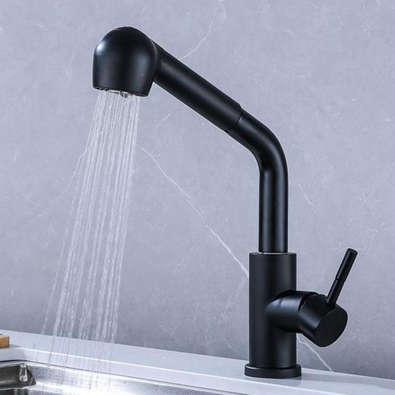 直销新款304不锈钢烟斗水龙头 洗菜盆抽拉式伸缩万向家用防溅冷热