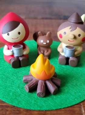 直销新款日风卡通小红帽郊游可爱树脂桌面摆件