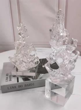 直销新款现代简约假山摆件样板房间透明树脂茶几桌面电视柜创意软