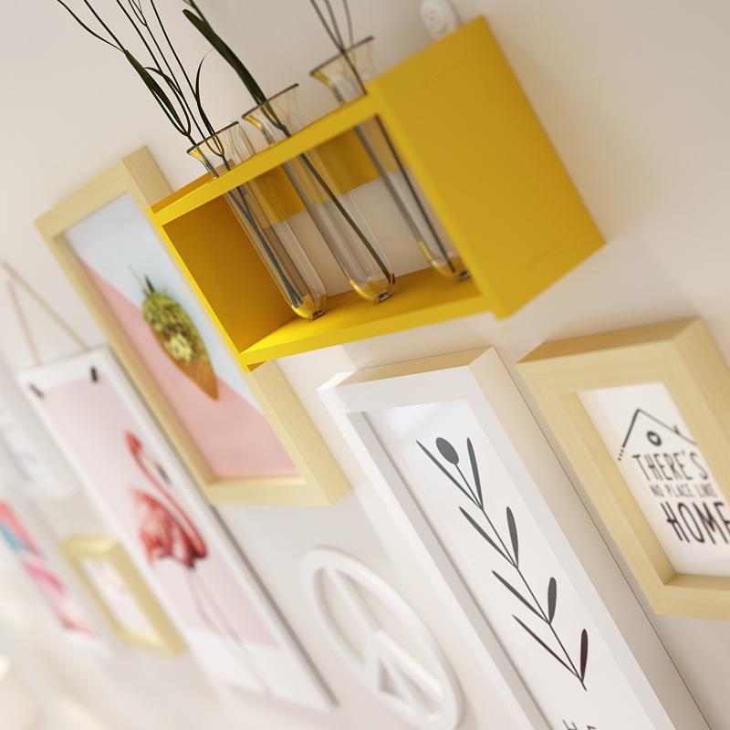 直销新款高分子797粉色公主房卧室照片墙现代装饰画简约组合相框