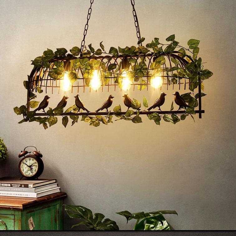 直销新款跨境复古铁艺工业风植物创意吊灯音乐主题餐吧酒吧咖啡餐