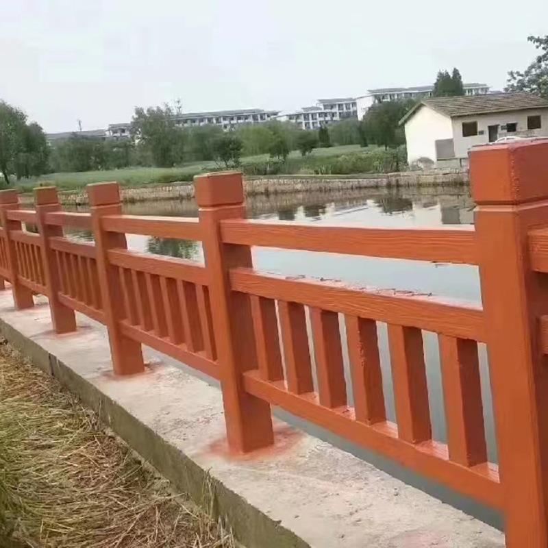 直销新款仿木纹围栏方格栏杆河道景区防护围栏混凝土水泥仿木护栏