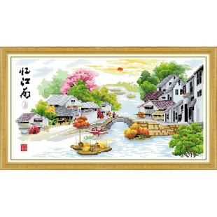 新款直销印花十字绣忆江南水乡2025线绣风景梦里新款小幅简单客厅