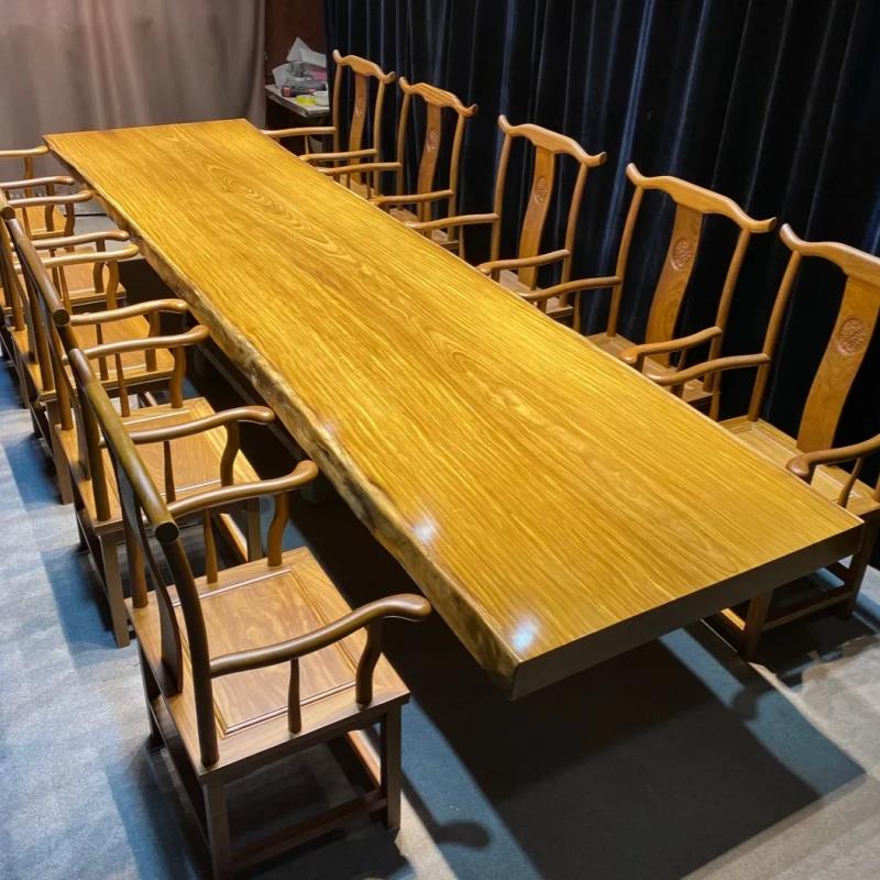 非洲柚木大板桌茶桌茶台实木餐桌办公会议桌书画桌大班台整板书桌图片