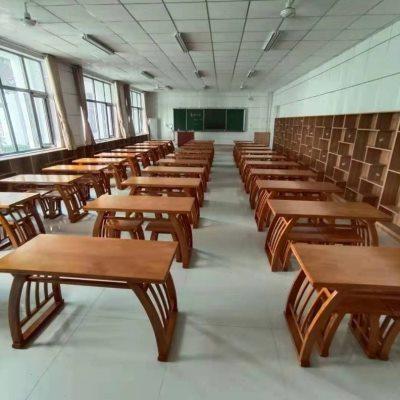 实木国学桌中式仿古培训班学生书法临摹桌象棋教学茶艺桌马鞍桌凳
