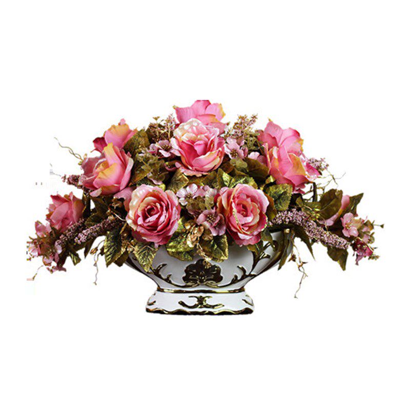 客厅欧式仿真花假花花瓶花艺插花摆件家居装饰品玄关玫瑰花餐桌花