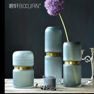 简约时尚 欧式 金属玻璃花瓶创意插花干花家居摆件客厅桌面水培花瓶