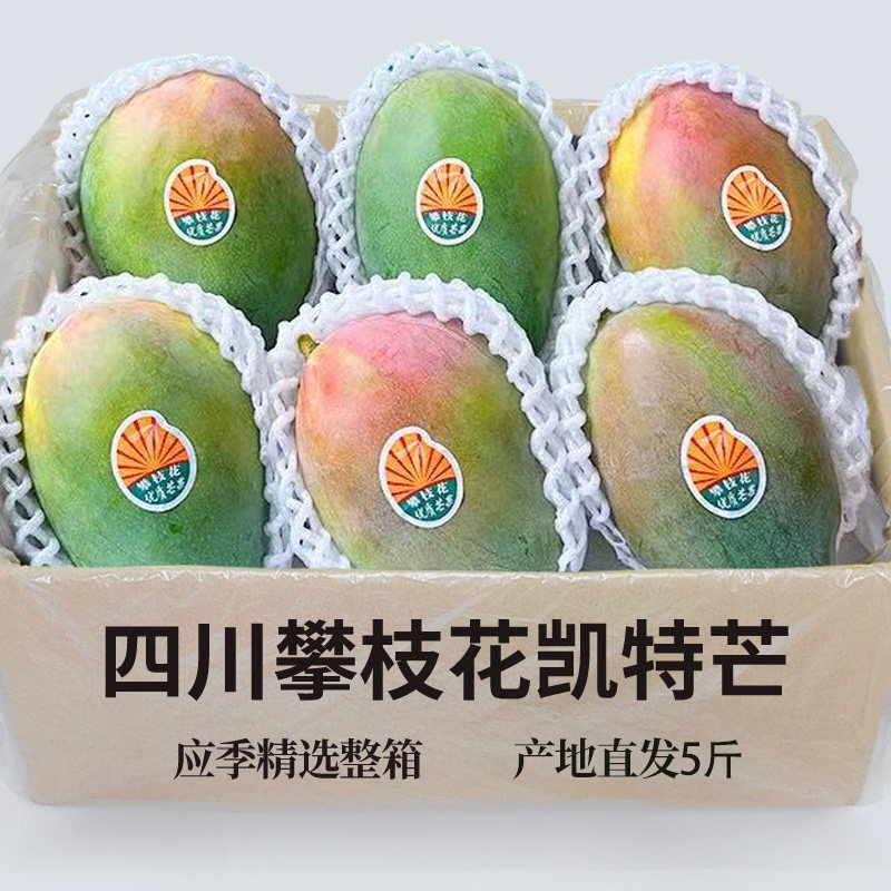 正宗四川攀枝花凯特芒果新鲜应季水果芒果整箱包邮特大青忙果当季