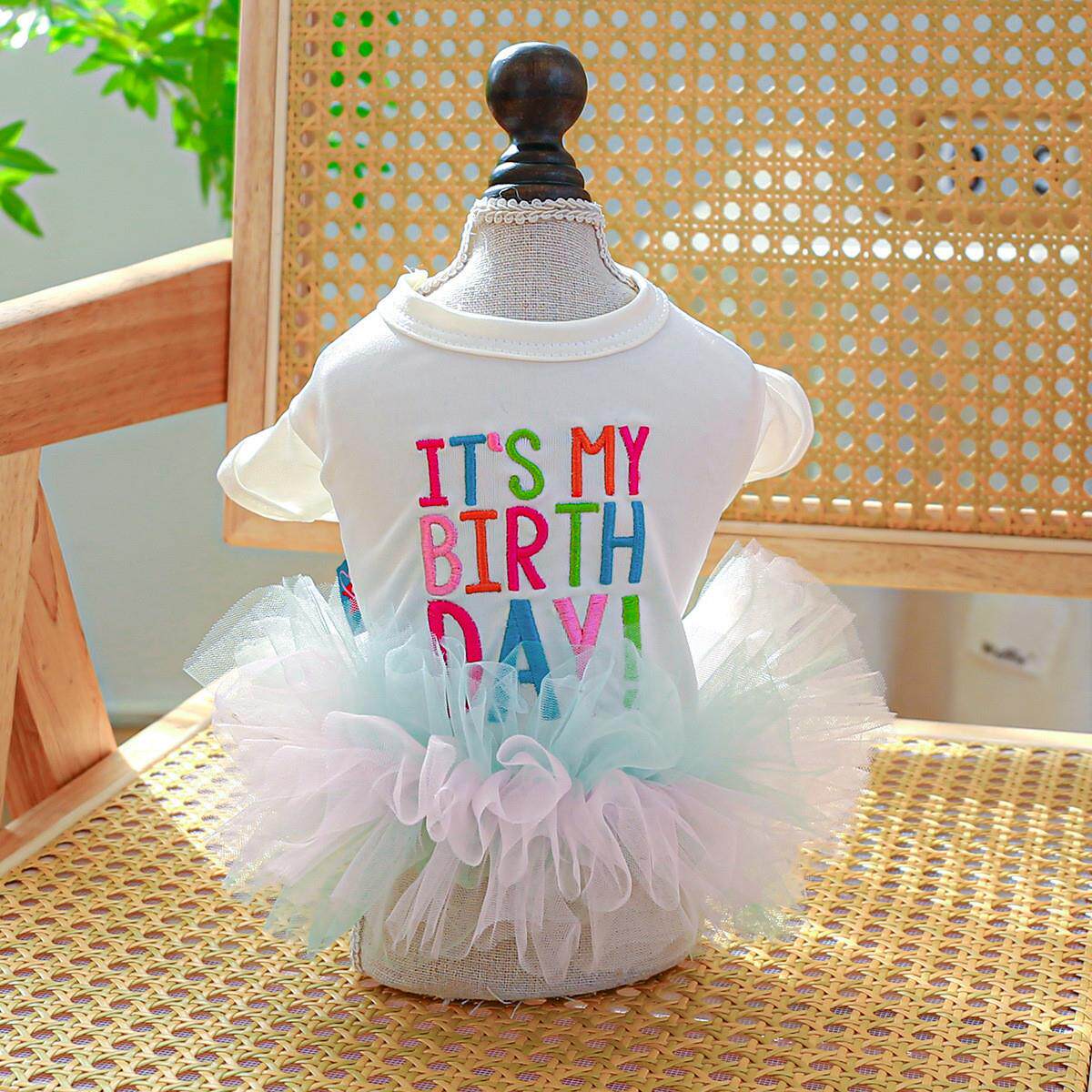 宠物狗衣服厂家中小型服装生日裙子公主狗狗芭蕾蓝粉裙摆