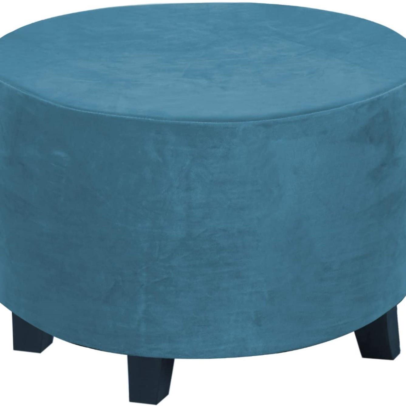 跨境银狐绒圆形脚蹬套加厚全包圆形矮凳套家用沙发踏脚凳保护罩