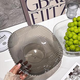 轻奢风透明果盘塑料水果盘家用客厅茶几零食糖果盘高颜值