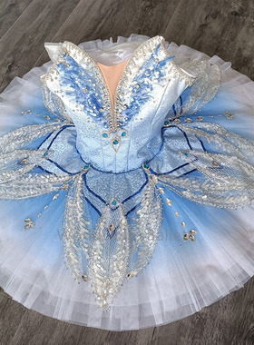 蓝鸟变奏芭蕾舞裙演出tutu大人儿童专业定制兔兔裙蓝色比赛表演服