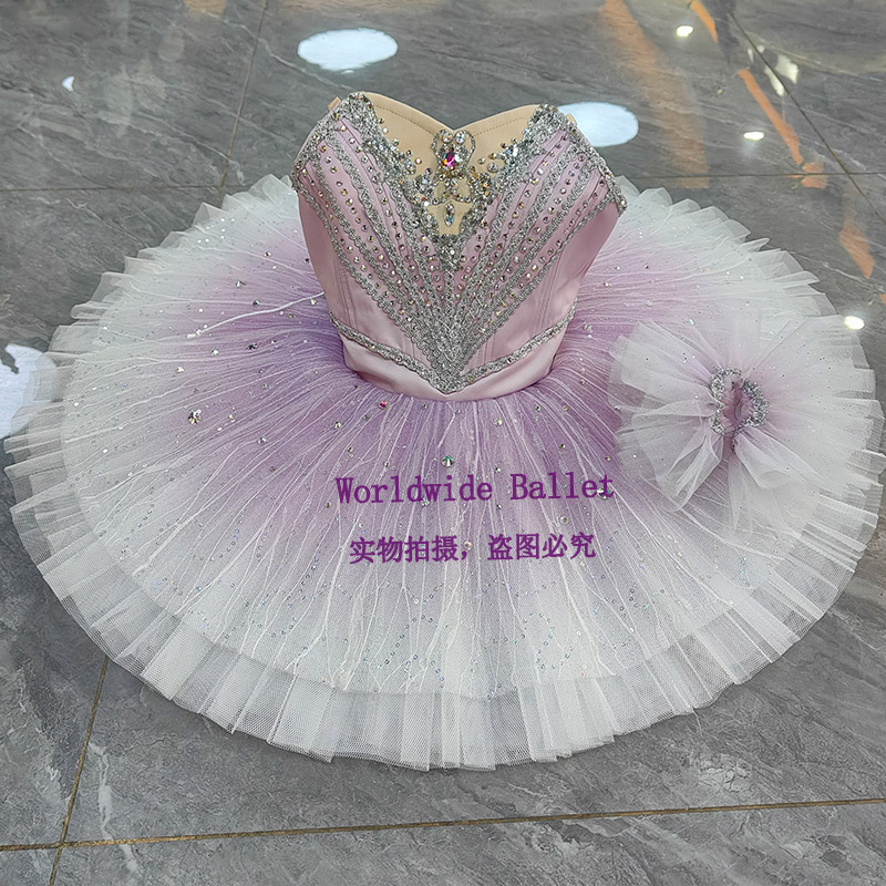 紫丁香紫仙子女变奏芭蕾舞裙演出tutu盘裙儿童成人定制比赛表演服