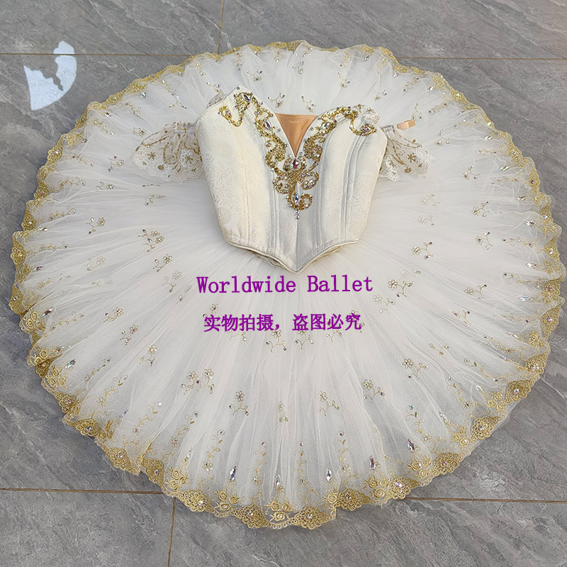 银仙子舞姬变奏芭蕾舞裙白色演出tutu盘裙大人儿童定制比赛表演服