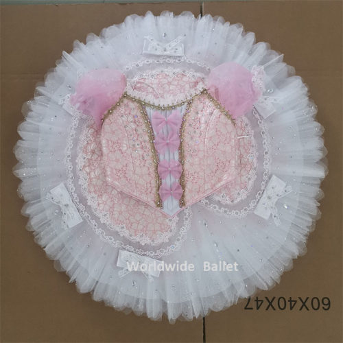 睡美人仙女娃娃芭蕾舞裙儿童量身定制演出TUTU裙粉色分体式比赛服