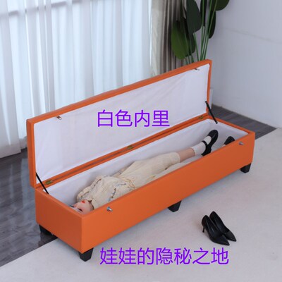 长条沙发凳装实体娃娃女友收纳箱暗锁储物凳带锁娃娃收藏箱子皮凳