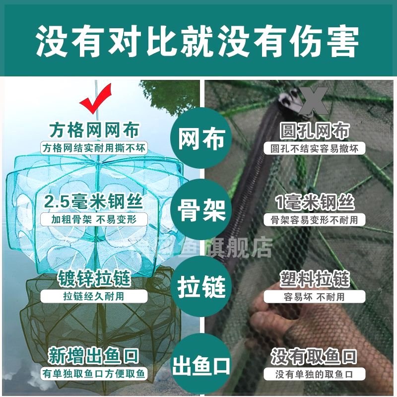 新款折叠鱼笼虾笼捕虾网螃蟹笼捕泥鳅笼黄鳝笼龙虾网