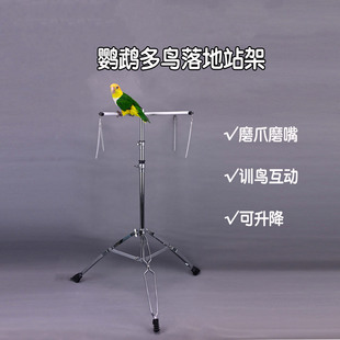 洪屿鹦鹉站架训鸟三脚架落地站杆溜鸟宠物外出双鸟多鸟伸缩收纳