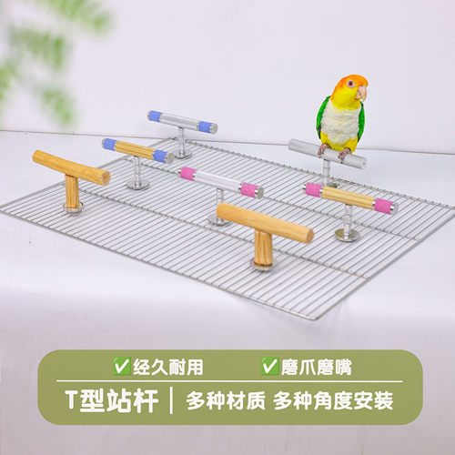 洪屿鹦鹉竹节节节高T型站杆磨砂原木小太磨嘴磨爪鸟解闷啃咬自嗨
