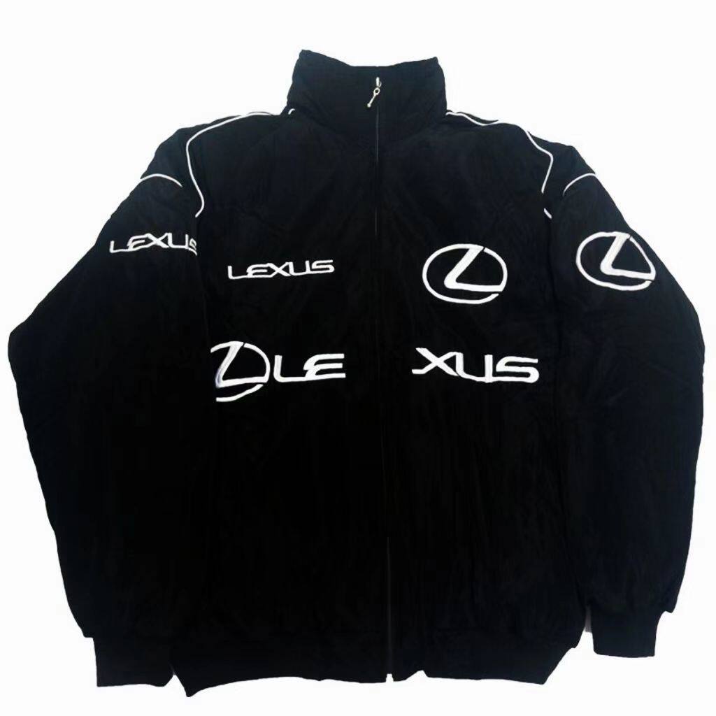 thumbnail for F1 racing suit, European and American college style Lexus jacket, fully embroidered retro style LESUS cycling embroidered jacket