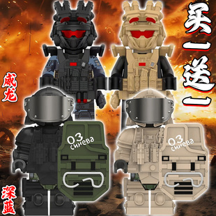 三角洲行动威龙深蓝积木人仔人偶模型防弹盾牌武器超可动男孩玩具