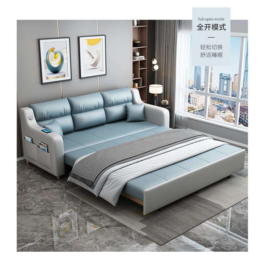 沙发床两用可折叠多功能推拉客厅小户型简约实木双人1.8米可储物