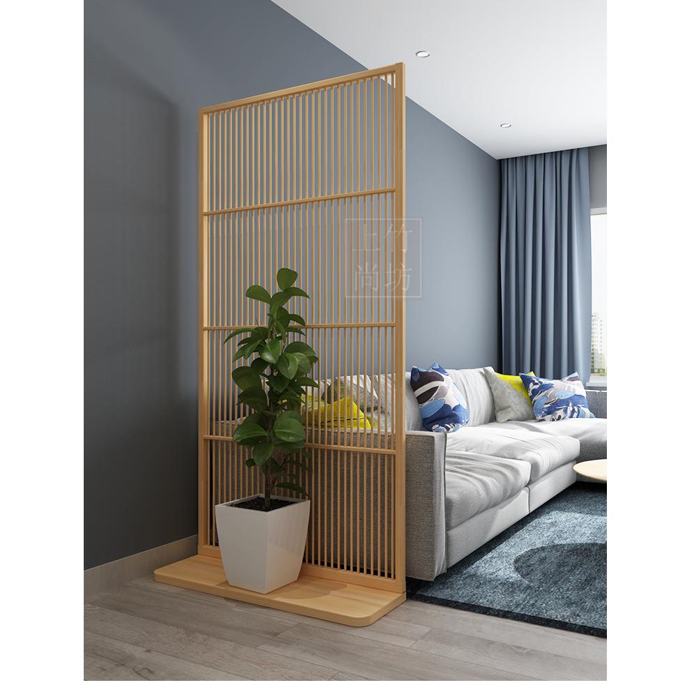 免组屏风日式竹隔断北欧简约实木格栅现代可移动入户玄关落地座屏