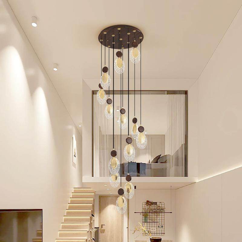 新中式楼梯吊灯简约复古黑胡桃木全铜别墅客厅loft复式楼长线吊灯,3C数码配件,USB灯,淘宝优惠券,粉丝福利购,淘宝优惠卷