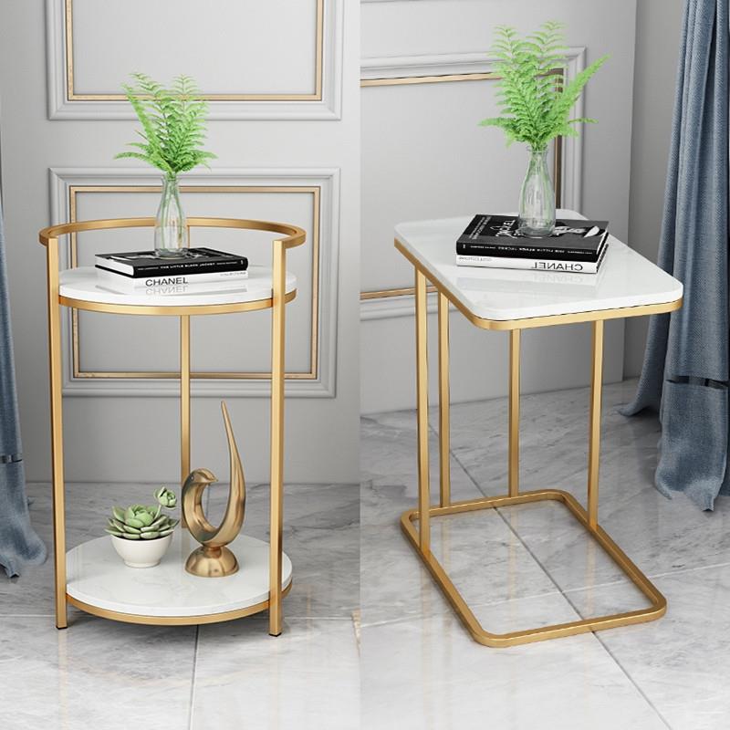 北欧客厅大理石沙发边几角几简约小茶几桌边柜极简床头柜家用圆桌