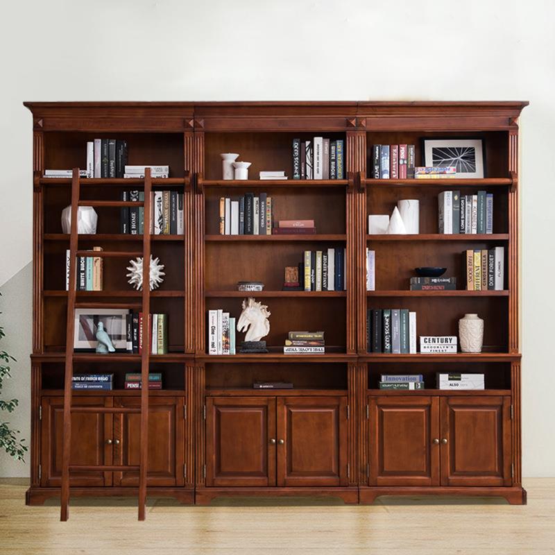 美式实木书柜组合靠墙简易置物架欧式书房书架储物柜展示整装书橱