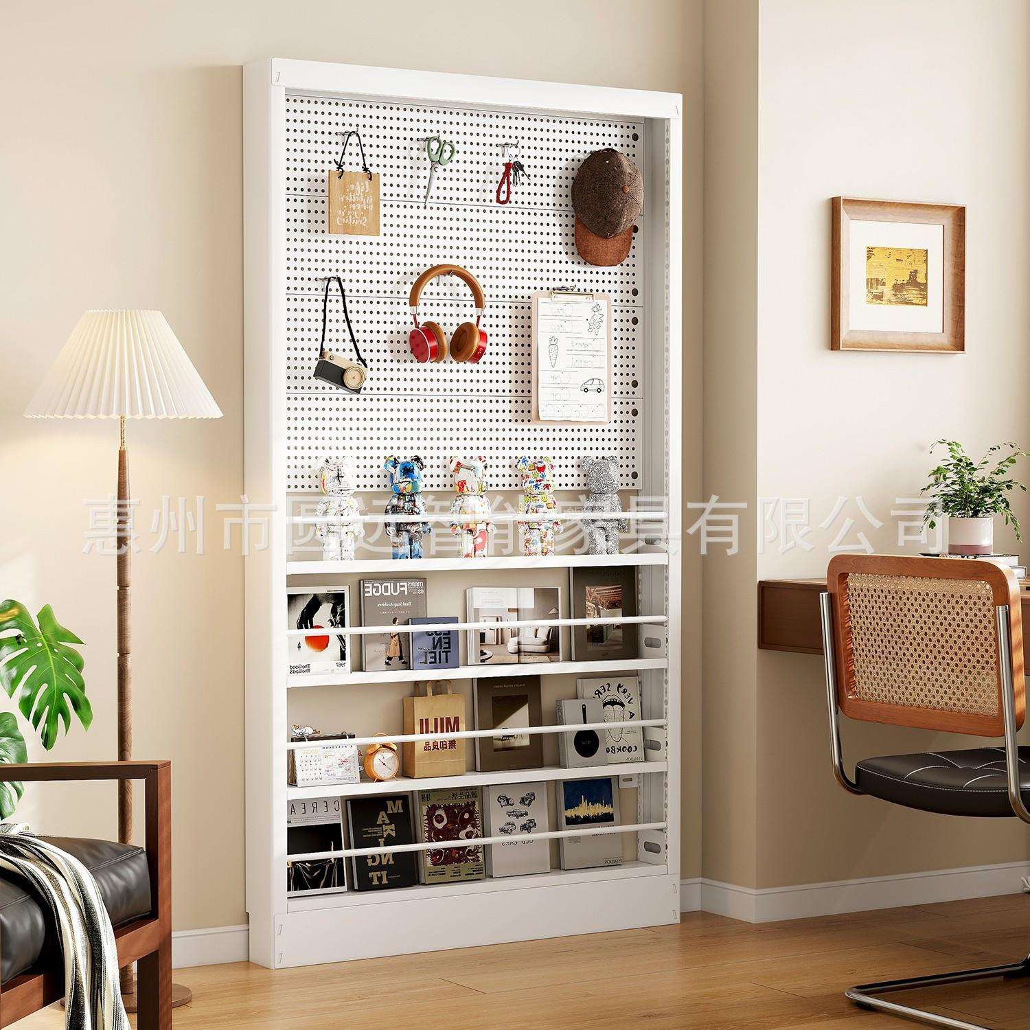 超薄钢制洞洞板书架置物架落地靠墙窄款门后绘本架壁挂收纳架子