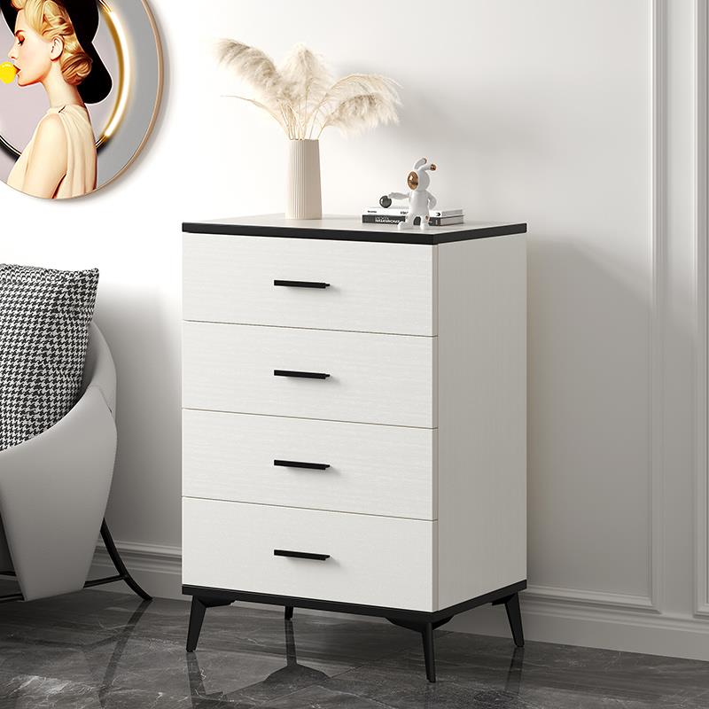 天台华莲实木五斗柜简约现代卧室储物柜家用客厅收纳柜轻奢黑白四