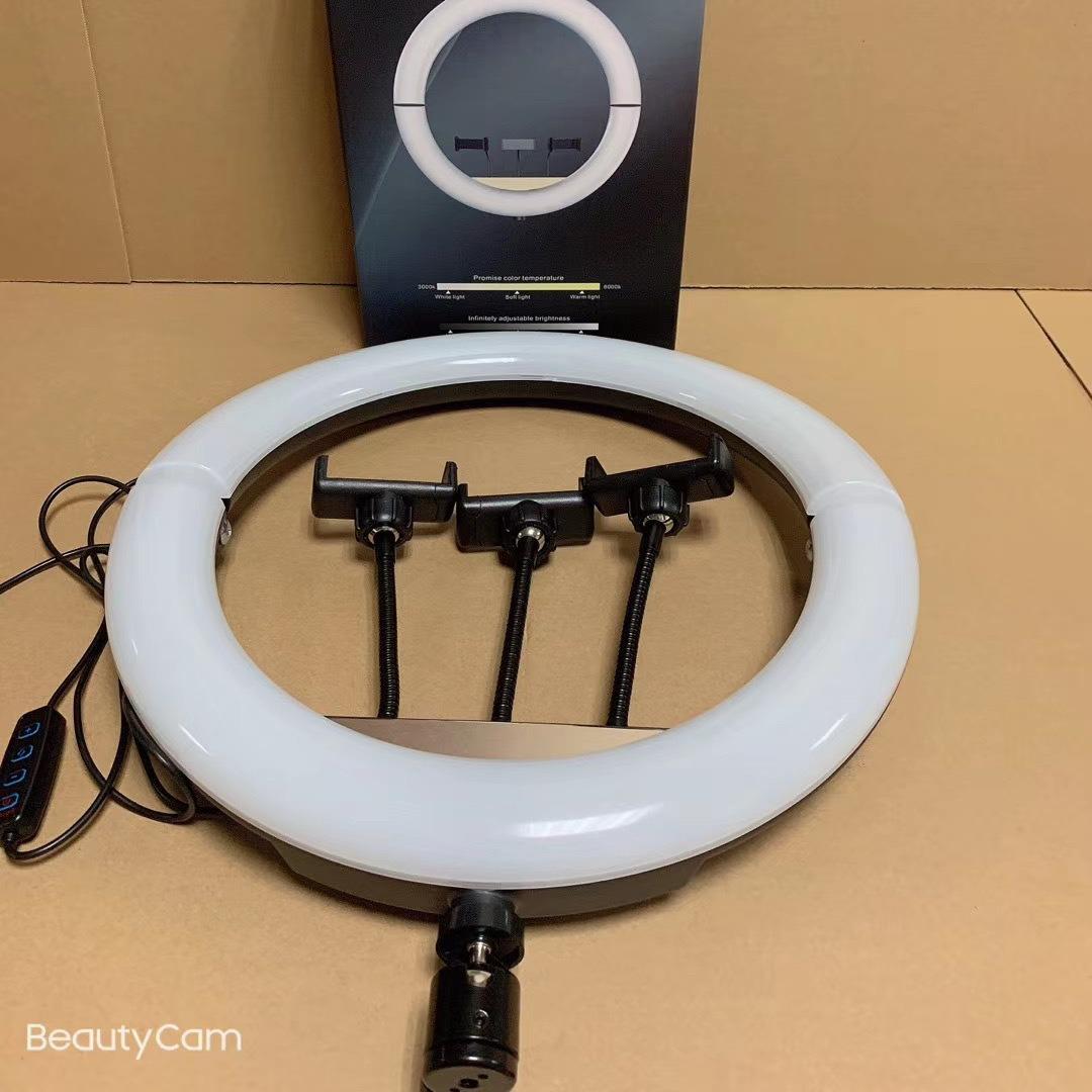 V36可折叠对折补光灯14寸三机位美颜灯36cm直播LED补光环形灯现货