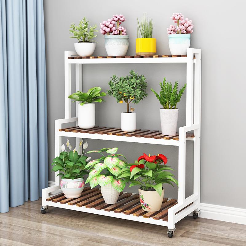 实木铁艺花架客厅户外阳台置物架花盆架子绿植室内可调节层高