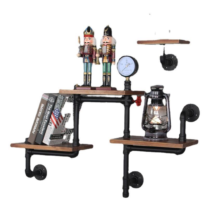 乡村美式创意水管置物架居家上墙壁挂式客厅卧室书房金属书架