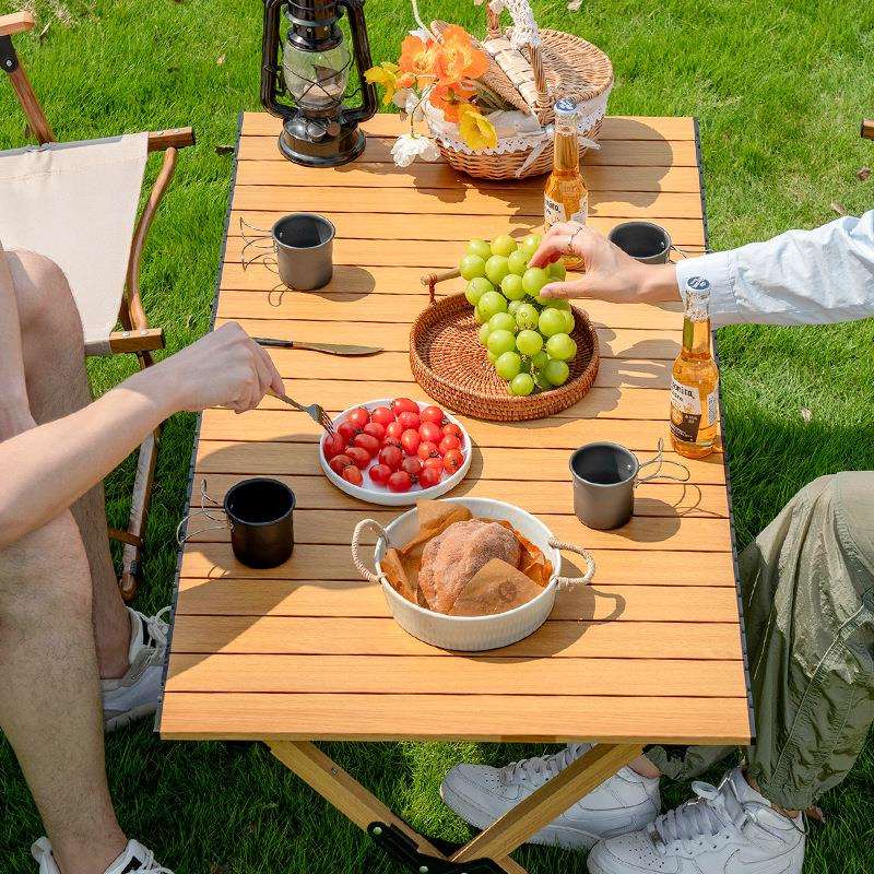 户外折叠桌子铝合金蛋卷桌便携式野炊野餐露营桌椅用品装备全套装