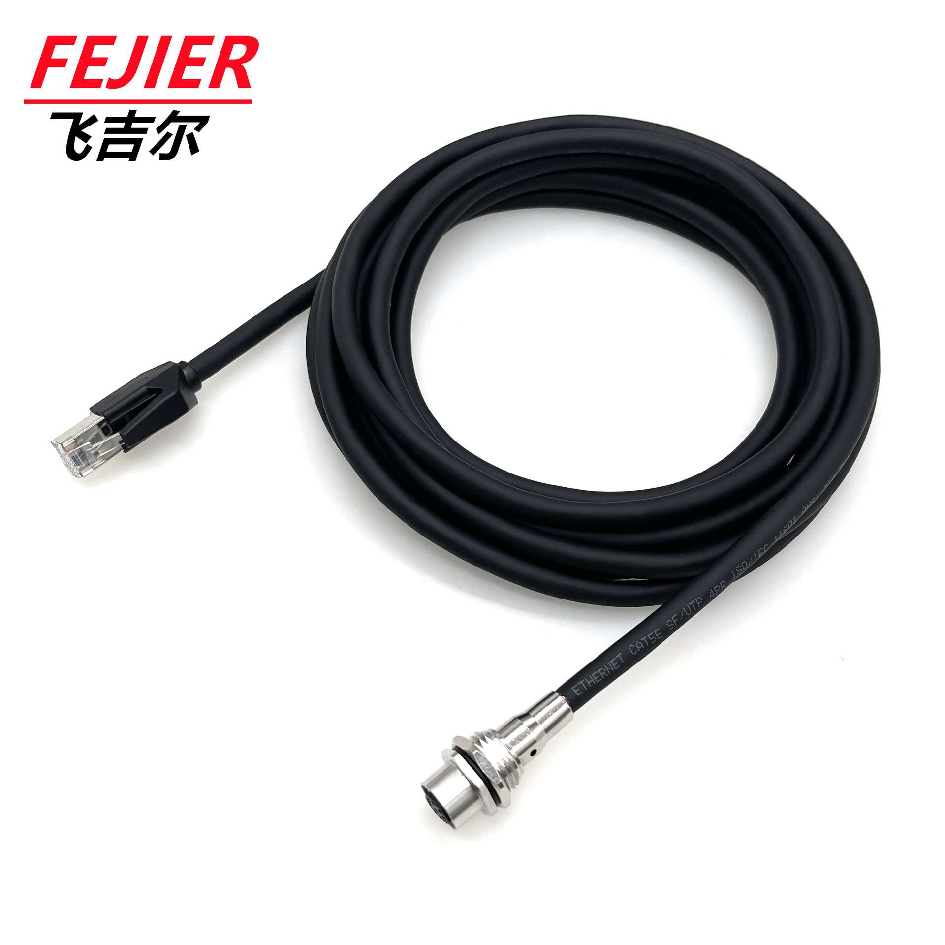 rj45轉8pin M12防水连接器 交换机百兆CAT5E高柔网线RJ45连接器