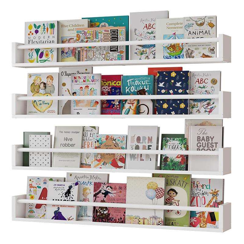 墙上儿童杂志绘本收纳置物架4pcs壁挂小书架手伴玩偶整理收纳架