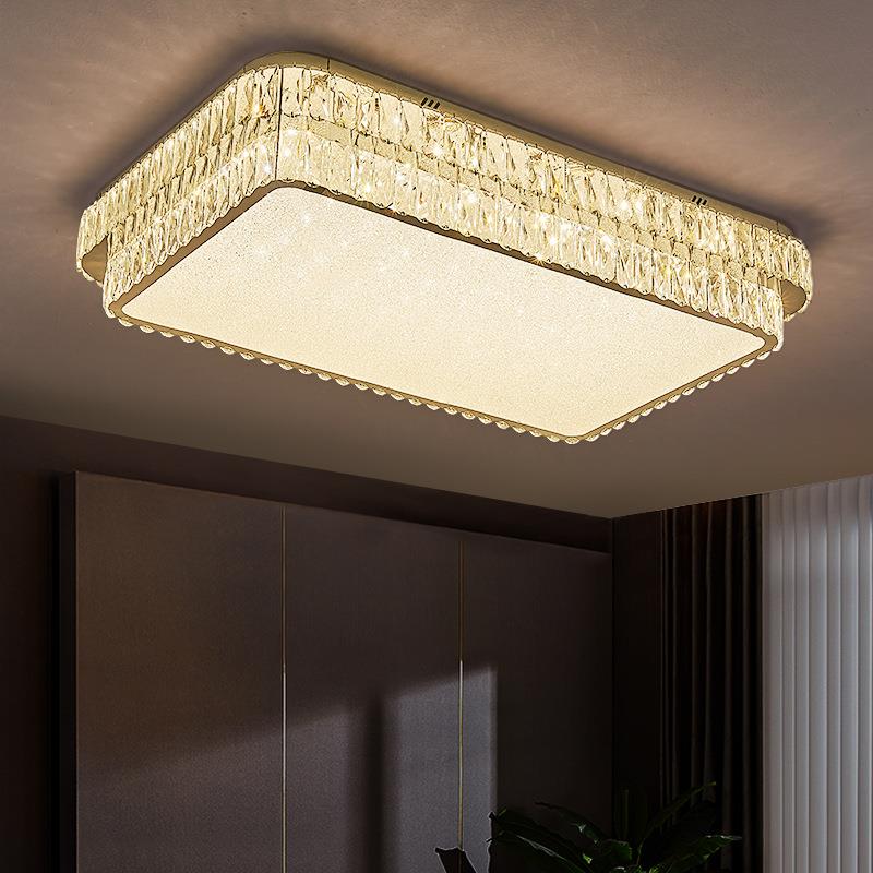 护眼餐吊灯长方形LED水晶全光谱卧室吸顶灯圆形简约主卧房间吸顶