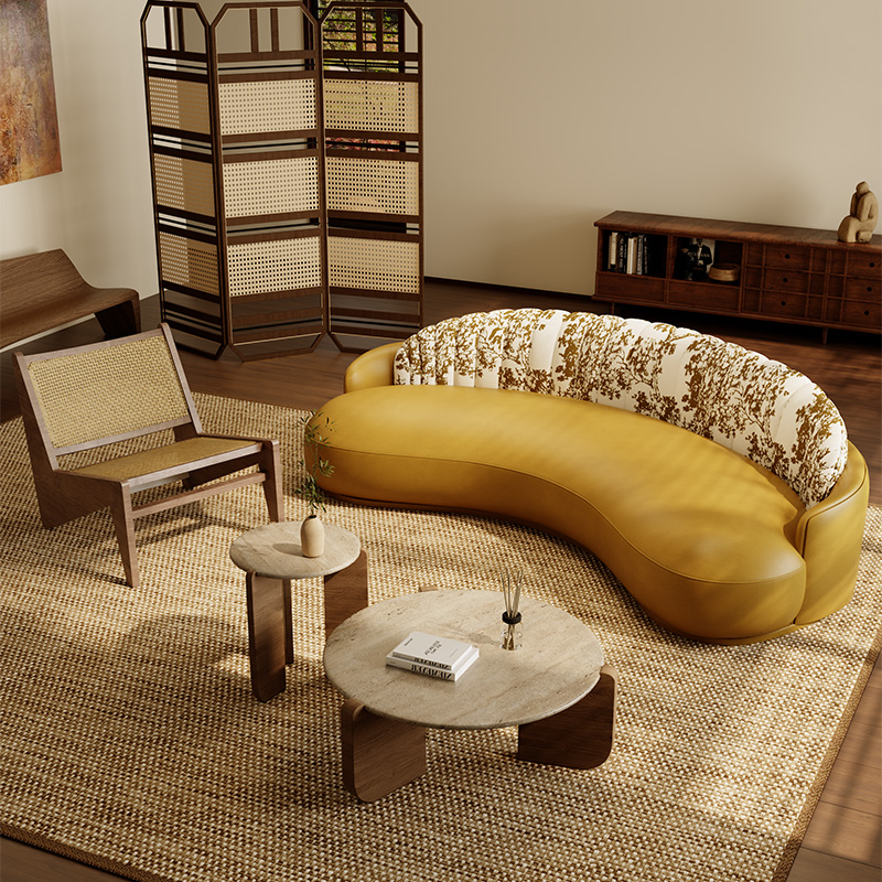 弧形沙发休息区接待女装服装店美容院培训机构民宿办公会客室大厅