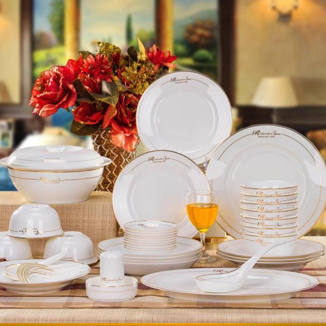 景德镇陶瓷碗碟套装家用骨瓷餐具碗盘碗筷中式高档吃饭碗盘子全套