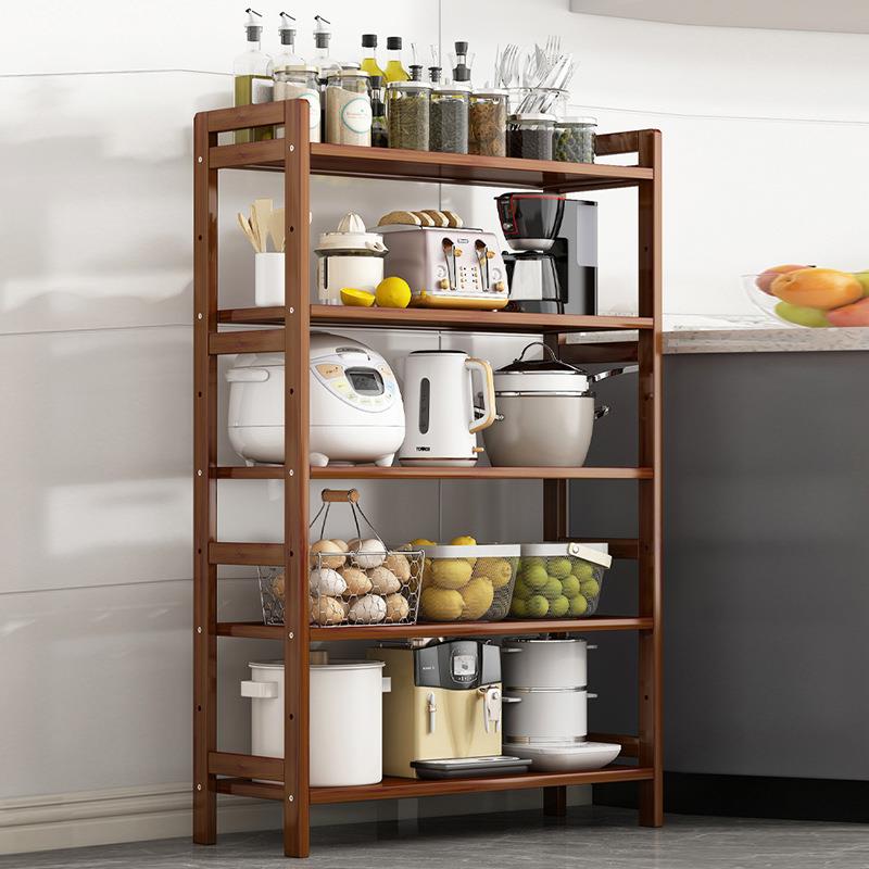 厨房置物架多层收纳架储杂物货架简易楠竹架子靠墙客厅落地窄书架
