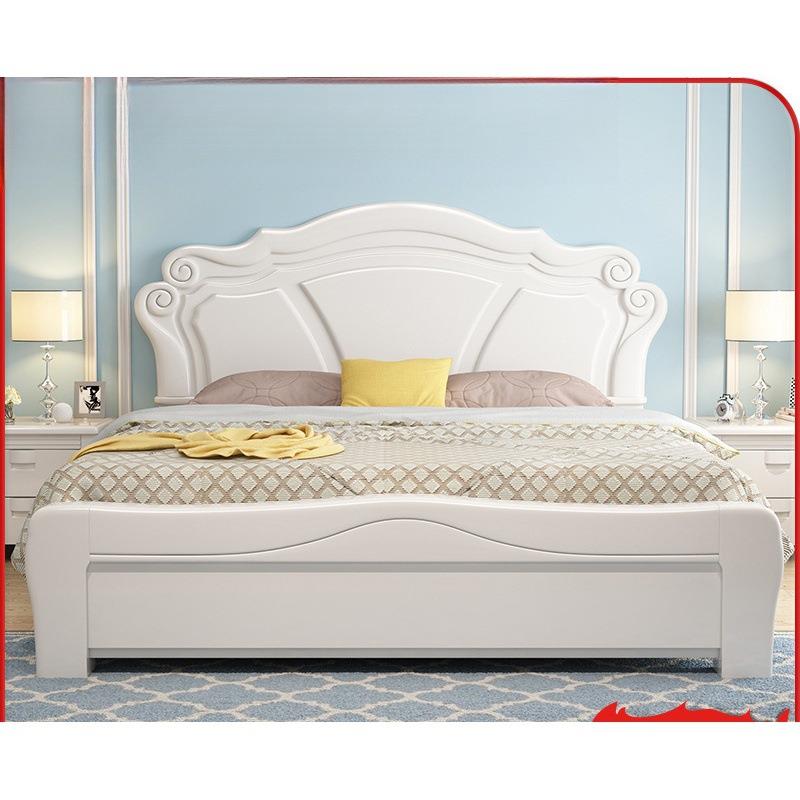 白色实木床1.8米双人床1.5米主卧欧式田园公主床简约气压储物婚床