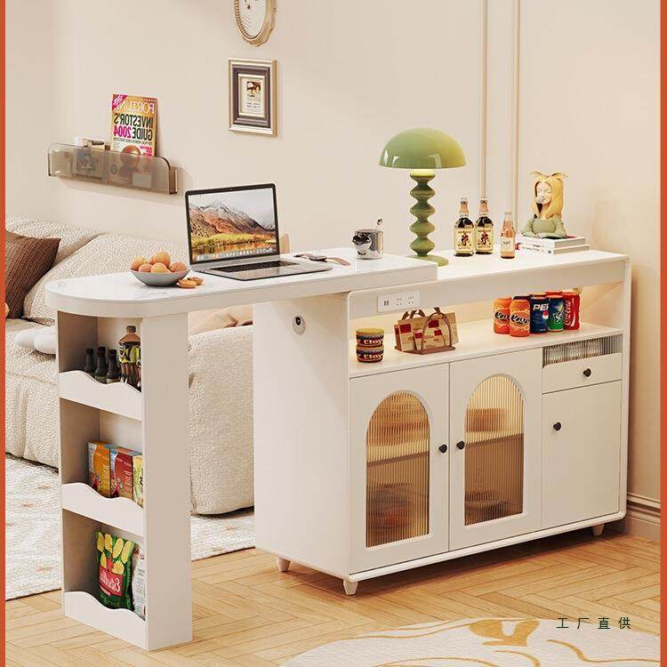 奶油风吧台桌家用可伸缩客厅岩板餐边柜隔断一体靠墙小户型储物柜,玩具/童车/益智/积木/模型,其它,淘宝优惠券,粉丝福利购,淘宝优惠卷