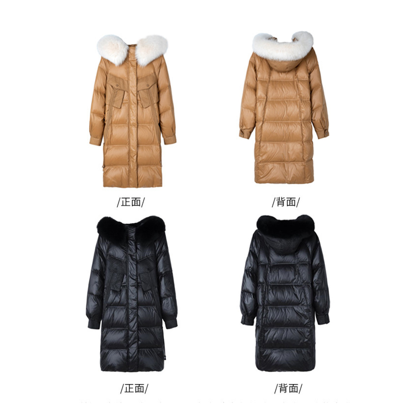专柜价3839【语】剪标冬款时尚连帽菱格口袋羽绒服36042/文-126