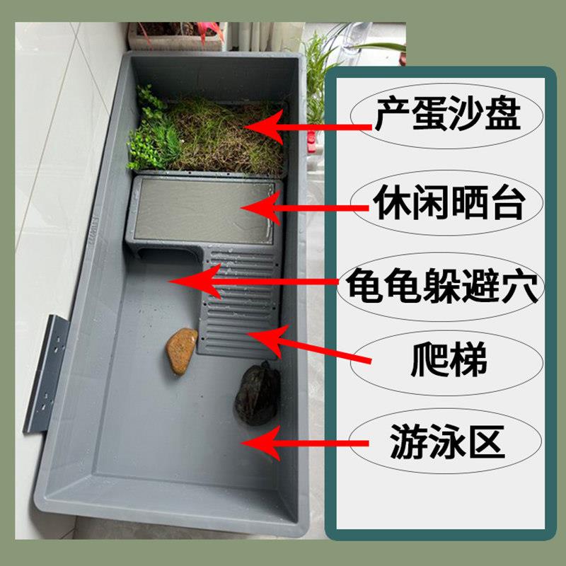 乌龟缸专用饲养箱带晒台大型号周转箱养龟家用乌龟饲养缸生态养龟图片