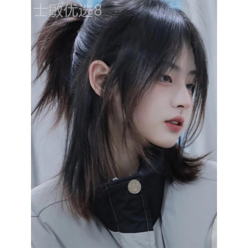 日系少年感狼尾短发假发男女生酷帅气鲻鱼头可扎全头套式