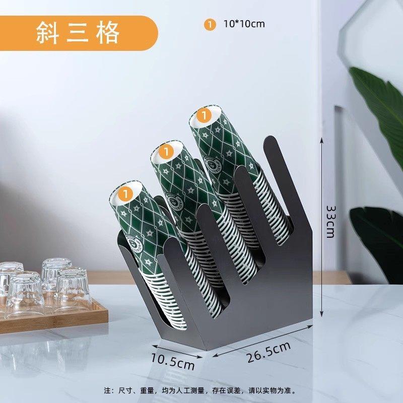 不锈钢纸杯收纳盒多功能咖啡奶茶店分杯器纸巾吸管糖包吧台收纳架