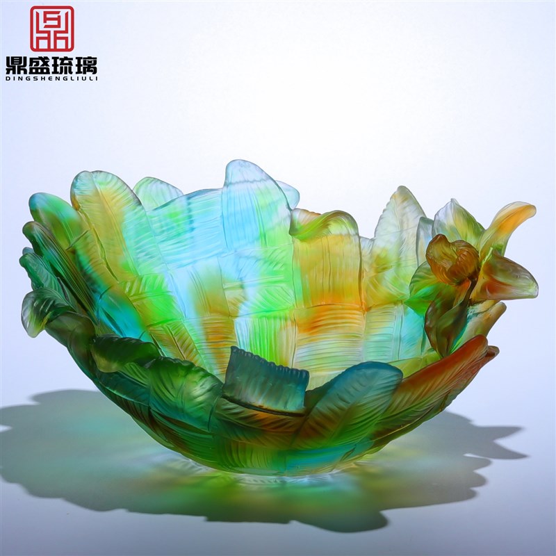 淄博琉璃剑兰花瓶果盘摆件大号高颜值艺术品软装装饰乔迁新居礼物