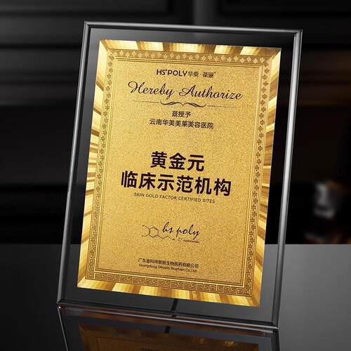 水晶奖牌压克力奖牌高端授权牌经销商加盟牌匾金箔银箔荣誉证书